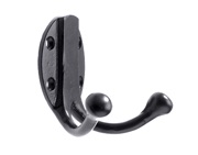 Zoo Hardware Foxcote Foundries Double Robe Hook (75mm), Black Antique - FF71PCB
