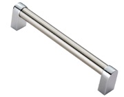 Carlisle Brass Fingertip Bauhaus Cabinet Pull Handle (160mm Or 320mm C/C), Satin Nickel & Polished Chrome - FTD485SNCP