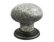 Carlisle Brass Fingertip Mushroom Pattern Porcelain Cupboard Knob, Midnight Blue Crackle With Antique Steel Base - FTD630ASMC