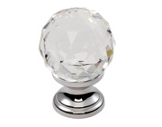 Carlisle Brass Fingertip Crystal Clear Faceted Cupboard Knob (25mm, 31mm, 35mm OR 40mm), Polished Chrome - FTD670CTC