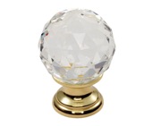 Carlisle Brass Fingertip Crystal Clear Faceted Cupboard Knob (25mm, 31mm, 35mm OR 40mm), Polished Brass - FTD670CTB