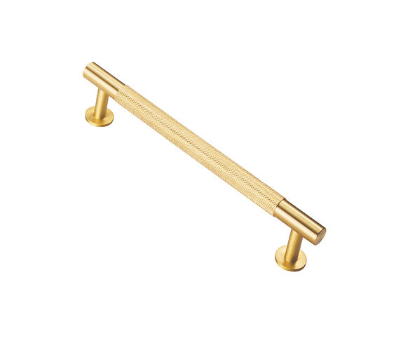 Fingertip Design Satin Brass Knurled 128mm CTC Cabinet T-Bar Pull, FTD700BSB