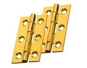 Carlisle Brass Fingertip Cabinet Hinges (50mm x 28mm OR 64mm x 35mm), Polished Brass - FTD800 (sold in pairs)