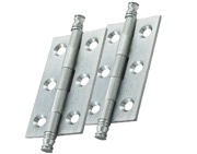 Carlisle Brass Fingertip Cabinet Hinges With Finial (64mm x 35mm), Satin Chrome - FTD805DSC (sold in pairs)