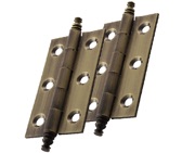 Carlisle Brass Fingertip Cabinet Hinges With Finial (64mm x 35mm), Antique Brass - FTD805DAB (sold in pairs)