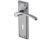 Heritage Brass Hilton Apollo Finish Satin Chrome With Polished Chrome Edge Door Handles -  HIL8600-AP (sold in pairs)