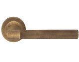 Carlisle Brass Manital Hey Rete Door Handles On Round Rose, Antique Brass - HN5AB (sold in pairs)