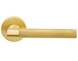 Carlisle Brass Manital Hey Rete Door Handles On Round Rose, Satin Brass - HN5SB (sold in pairs)