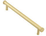 Frelan Hardware Hoxton Thaxted Line Knurled End Cap Cabinet Pull Handle (96mm OR 224mm c/c), Satin Brass - HOX250SB