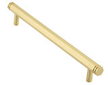 Frelan Hardware Hoxton Nile Hex Cabinet Pull Handle With End Step Detail (96mm OR 224mm c/c), Satin Brass - HOX350SB