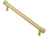 Frelan Hardware Hoxton Sturt Cabinet Pull Handle With Grooved Detail (96mm OR 224mm c/c), Satin Brass - HOX450SB