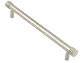 Frelan Hardware Hoxton Sturt Cabinet Pull Handle With Grooved Detail (96mm OR 224mm c/c), Satin Nickel - HOX450SN