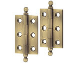 Frelan Hardware Hoxton 2 Inch Finial Cabinet Hinges, Antique Brass - HOX800AB (sold in pairs)