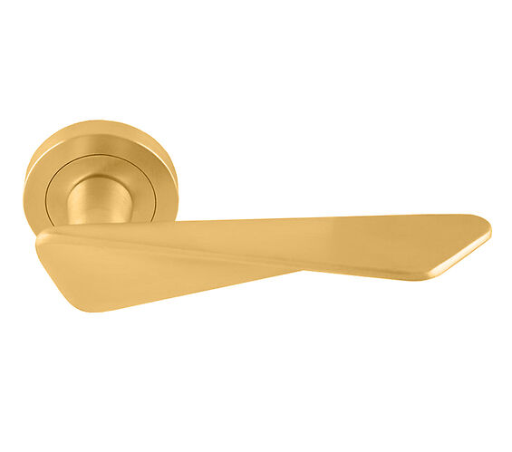 Carlisle Brass Manital Intona Door Handles On Round Rose, Satin Brass -  IN5SB (sold in pairs) from Door Handle Company