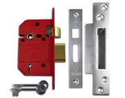 Union Strongbolt Insurance Rated 5 Lever Sash Locks - Silver Or Brass Finish - J2200