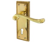 Frelan Hardware Georgian Suite Door Handles On Backplate, Polished Brass - JG1PB (sold in pairs)