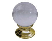 Frelan Hardware Plain Clear Ball Glass Cupboard Door Knob, Polished Brass - JH1151-PB