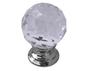 Frelan Hardware Faceted Glass Cupboard Door Knob, Polished Chrome - JH1155-PC