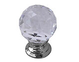 Frelan Hardware Jedo Faceted Glass Cupboard Door Knob, Polished Chrome - JH4155-25PC