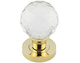 Frelan Hardware Faceted Glass Mortice Door Knob, PVD Polished Brass - JH4255PVD (sold in pairs)