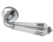 Frelan Hardware Fluted Glass Door Handles On Round Rose, Polished Chrome - JH5312PC (sold in pairs)