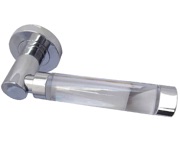 Frelan Hardware Milo Glass Door Handles On Round Rose, Polished Chrome - JH5314PC (sold in pairs)