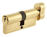 Frelan Hardware Euro Profile 5 Pin Double Cylinder & Turn (Various Sizes), Polished Brass - JL-60EPCTPB