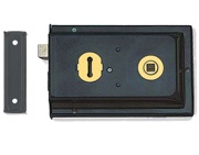 Frelan Hardware Reversible Rim Lock, Black - JL189BL