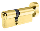 Frelan Hardware Euro Profile 5 Pin Offset Cylinders & Turn (Various Sizes), Polished Brass - JL-3050EPCTPB