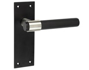 Frelan Hardware Knurled T-Bar Lever Door Handles On Backplate, Matt Black & Stainless Steel - JMB100 (sold in pairs)