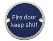 Frelan Hardware Fire Door Keep Shut Sign (75mm Diameter), Satin Aluminium - JS100SAA