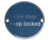 Frelan Hardware Fire Door Keep Locked Sign (75mm Diameter), Satin Stainless Steel - JS101SSS