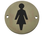 Frelan Hardware Female Pictogram Sign (75mm Diameter), Satin Stainless Steel - JS103SSS
