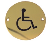 Frelan Hardware Disability Pictogram Sign (75mm Diameter), Polished Brass - JS104PB