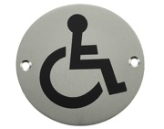 Frelan Hardware Disability Pictogram Sign (75mm Diameter), Satin Aluminium - JS104SAA