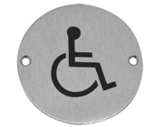 Frelan Hardware Disability Pictogram Sign (75mm Diameter), Satin Stainless Steel - JS104SSS