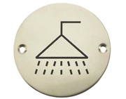 Frelan Hardware Shower Pictogram Sign (75mm Diameter), Polished Stainless Steel - JS106PSS