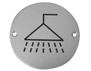 Frelan Hardware Shower Pictogram Sign (75mm Diameter), Satin Aluminium - JS106SAA