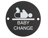 Frelan Hardware Baby Change Pictogram Sign (75mm Diameter), Matt Black - JS107MB