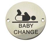 Frelan Hardware Baby Change Pictogram Sign (75mm Diameter), Polished Stainless Steel - JS107PSS