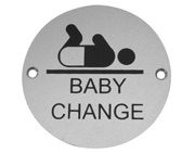 Frelan Hardware Baby Change Pictogram Sign (75mm Diameter), Satin Aluminium - JS107SAA
