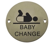 Frelan Hardware Baby Change Pictogram Sign (75mm Diameter), Satin Stainless Steel - JS107SSS
