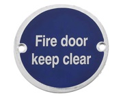 Frelan Hardware Fire Door Keep Clear Sign (75mm Diameter), Polished Stainless Steel - JS108PSS