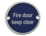 Frelan Hardware Fire Door Keep Clear Sign (75mm Diameter), Satin Aluminium - JS108SAA