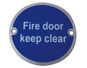 Frelan Hardware Fire Door Keep Clear Sign (75mm Diameter), Satin Stainless Steel - JS108SSS