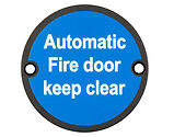 Frelan Hardware Automatic Fire Door Keep Clear (75mm Diameter), Matt Black - JS110MB