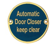 Frelan Hardware Automatic Door Closer Keep Clear (75mm Diameter), Polished Brass - JS111PB