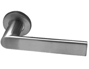 Frelan Hardware Sandrine Door Handles On Round Rose, Satin Stainless Steel - JSS580 (sold in pairs)