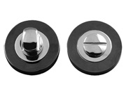 Frelan Hardware Bathroom Turn & Release (50mm x 10mm), Dual Finish Polished Chrome & Black Nickel - JV2666PCBN