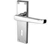 Frelan Hardware Victorian Straight Lever Door Handles On Backplate, Polished Chrome - JV30PC (sold in pairs)